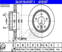 Ate 24.0119-0107 tarcza hamulcowa bmw 3 e46 98-05 tył, bmw 3 (e36) touring 