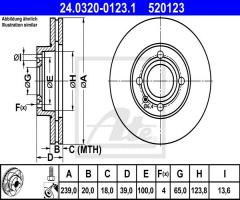 Ate 24.0320-0123 tarcza hamulcowa vw golf ii,iii 84-97 wen., audi coupe (81, 85), seat toledo i (1l)