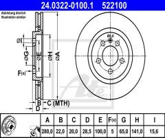 Ate 24.0322-0100 tarcza hamulcowa vw golf iii 91-97 2,0-2,8 vr6, seat toledo i (1l)