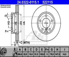 Ate 24.0322-0115 tarcze hamulcowe bmw 3 e36 91-01 286mm power disc przód, bmw 3 (e36)