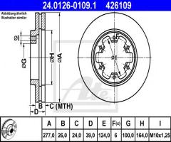 Ate 24.0126-0109 tarcza hamulcowa nissan terrano 87-06, ford maverick (uds, uns)