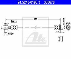 Ate 24.5243-0190 przewód hamulcowy giętki vw passat 96-05 tył, vw passat (3b2)