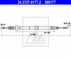 Ate 24.3727-0177 linka hamulca ręcznego vw t4 97-03