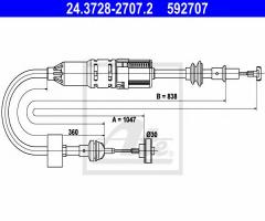 Ate 24.3728-2707 linka sprzęgła vw polo 94-01, seat arosa (6h), vw polo (6n1)