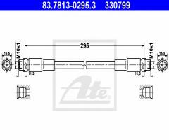 Ate 83.7813-0295 przewód hamulcowy giętki vw passat 96-05 przód, audi a4 (8d2, b5)