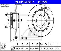 Ate 24.0110-0229 tarcza hamulcowa volvo s40,v40 95-03 tył, mitsubishi carisma (da_)