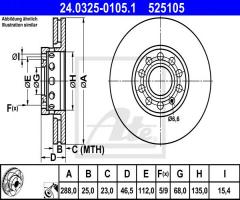 Ate 24.0325-0105 tarcza hamulcowa audi a6 94-04, audi 100 (4a, c4), seat exeo (3r2)