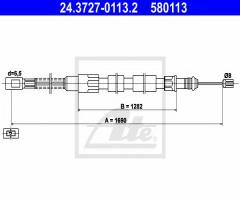 Ate 24.3727-0113 linka hamulca ręcznego vw lt 75-96 prawy tył, vw lt 28-35 i autobus (281-363)