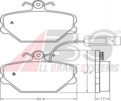 A.b.s. 36630 klocki hamulc. fiat tipo, tempra  88-93 z czuj., fiat tipo (160), fso polonez iii