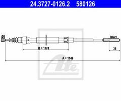 Ate 24.3727-0126 linka hamulca ręcznego vw passat 88-93, vw passat (3a2, 35i)