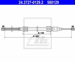 Ate 24.3727-0129 linka hamulca ręcznego vw polo 84-94, vw derby (86)