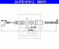 Ate 24.3727-0131 linka hamulca ręcznego vw t4 90-95