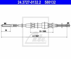 Ate 24.3727-0132 linka hamulca ręcznego vw golf ii 88-93 tył, seat toledo i (1l)