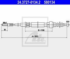 Ate 24.3727-0134 linka hamulca ręcznego vw golf iii 91-94, vw golf ii (19e, 1g1)