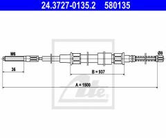 Ate 24.3727-0135 linka hamulca ręcznego vw golf iii 91-95, vw golf iii (1h1)