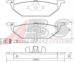 A.b.s. 37155 klocki hamulc. audi\skoda\ vw golf iv z czuj., audi a3 (8l1), seat ibiza v (6j5, 6p5)
