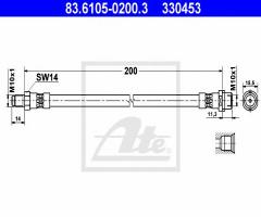 Ate 83.6105-0200 przewód hamulcowy giętki audi a4, audi a4 (8d2, b5)