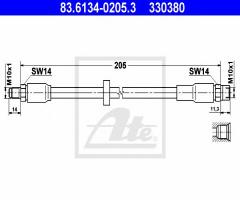 Ate 83.6134-0205 przewód hamulcowy gietki audi a6 quattro 94-97 t