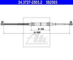 Ate 24.3727-2503 linka hamulca ręcznego skoda octavia 96-, skoda octavia (1u2)