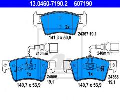 Ate 13.0460-7190 klocki hamulcowe vw touareg 02- tył z czujnikiem, vw touareg (7la, 7l6, 7l7)