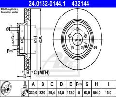 Ate 24.0132-0144 tarcza hamulcowa mercedes w211 e-klasa 02-09, mercedes-benz klasa glk (x204)