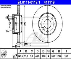 Ate 24.0111-0119 tarcza hamulcowa fiat punto,seicento, alfa romeo 145 (930), fiat panda (169)