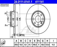 Ate 24.0111-0141 tarcza hamulcowa opel astra g 98-04, opel astra g hatchback (f48_, f08_)