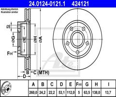 Ate 24.0124-0121 tarcza hamulcowa ford scorpio 86-94, ford scorpio i (gae, gge)