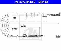 Ate 24.3727-0148 linka hamulca ręcznego audi 80 91-94 (-abs), audi 80 (8c, b4)