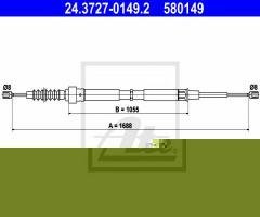 Ate 24.3727-0149 linka hamulca ręcznego skoda octavia 96-99, audi a3 (8l1), seat toledo ii (1m2)