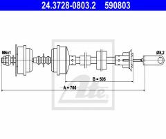 Ate 24.3728-0803 linka sprzęgła peugeot, peugeot 205 i (741a/c)