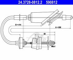 Ate 24.3728-0812 linka sprzęgła peugeot, peugeot 106 i (1a, 1c)