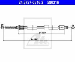 Ate 24.3727-0316 linka hamulca ręcznego citroen zx 96-97 lewy tył, citroËn zx (n2)