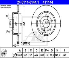 Ate 24.0111-0144 tarcza hamulcowa renault scenic 00-03 rx4 tył, renault safrane i (b54_)