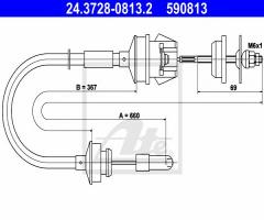 Ate 24.3728-0813 linka sprzęgła peugeot, peugeot 205 i kabriolet (741b, 20d)