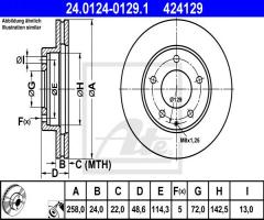 Ate 24.0124-0129 tarcza hamulcowa mazda 626 91-02, ford usa probe ii (ecp), mazda mx-6 (ge)