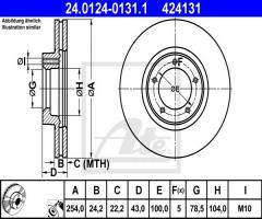 Ate 24.0124-0131 tarcza hamulcowa ford transit 91-00 14 cali, ford transit autobus (e_ _)