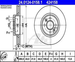 Ate 24.0124-0158 tarcza hamulcowa renault laguna 97-01, renault megane ii kombi (km0/1_)