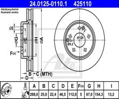 Ate 24.0125-0110 tarcza hamulcowa mercedes w210 e-klasa 95-02, chrysler crossfire