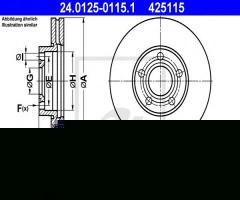 Ate 24.0125-0115 tarcza hamulcowa vw passat 96-98, vw passat (3b2)