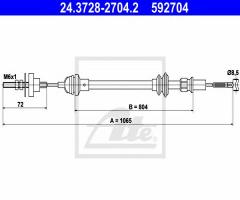 Ate 24.3728-2704 linka sprzęgła seat ibiza 93-99 1,4-1,6, seat ibiza ii (6k1)