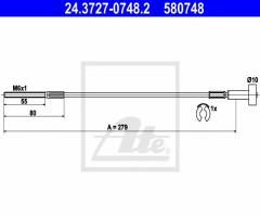 Ate 24.3727-0748 linka hamulca ręcznego opel astra g 98-04, opel vectra b hatchback (38_)