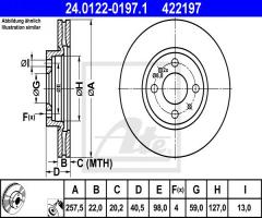 Ate 24.0122-0197 tarcza hamulcowa fiat stilo 01-, alfa romeo mito (955)