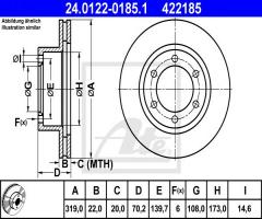 Ate 24.0122-0185 tarcza hamulcowa toyota land cruiser 96-02 wen., toyota land cruiser 90 (_j9_)