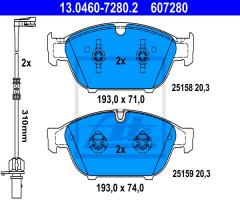 Ate 13.0460-7280 klocki hamulc. audi a6  11- przód, audi a6 (4g2, c7, 4gc)