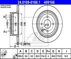Ate 24.0109-0166 tarcza hamulc. nissan tiida  07-11 tył, nissan cube (z12)