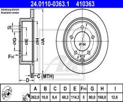 Ate 24.0110-0363 tarcza hamulc. jeep compass  06- tył, jeep compass (mk49)