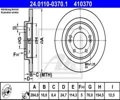 Ate 24.0110-0370 tarcza hamulc. hyundai i40  11- tył, hyundai i40 (vf)