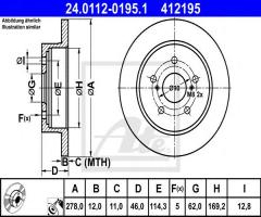 Ate 24.0112-0195 tarcza hamulc. suzuki kizashi  10- tył