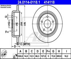 Ate 24.0114-0118 tarcza hamulc. jeep grand cherokee  04-10 tył, jeep commander (xk)